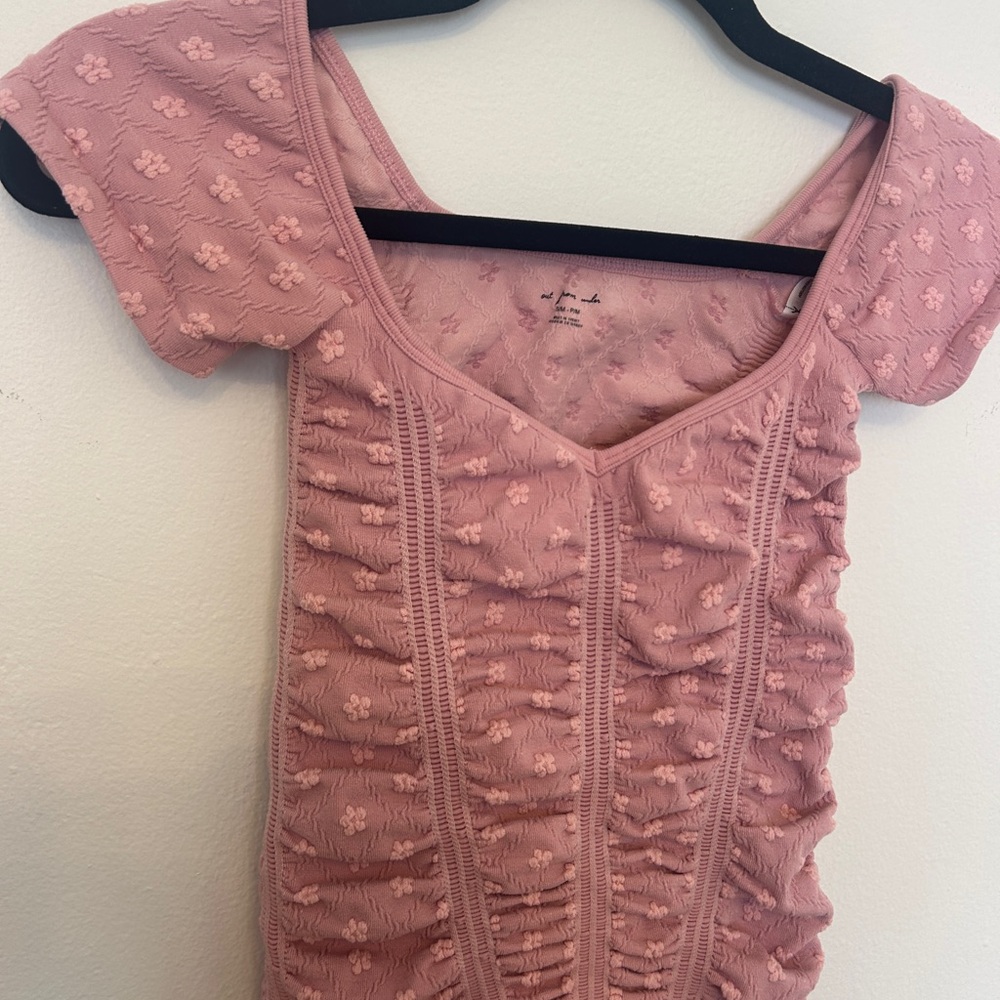 Women's Pink Ruched Square-Neck Top - Picture 5 of 7